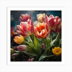 Tulips In The Garden Art Print