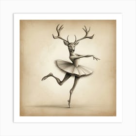 Deer Ballerina 3 Art Print