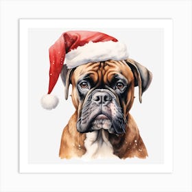 Boxer Dog With Santa Hat 9 Art Print