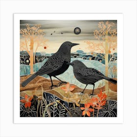 Bird In Nature Blackbird 2 Art Print