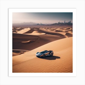 Futuristic Sports Car In The Desert Art Print