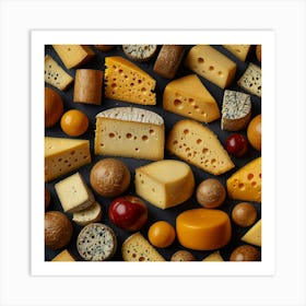 Top View Of Different Types Of Cheese Art Print