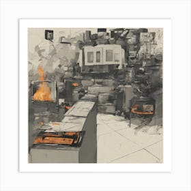 Fire In The Kitchen, wall art Art Print