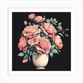 Peonies In A Vase 1 Art Print