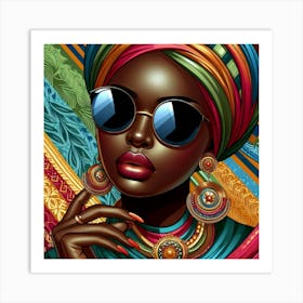 African Woman In Sunglasses 19 Art Print