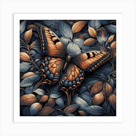 Rusty Amber Butterfly Art Print