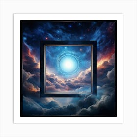 Surreal Visualization Of A Geometric Portal Like A Window Into A Dreamy Abstract Sky Filled With Sw (6) Art Print