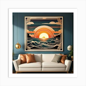 Deco Sunset 1 Art Print