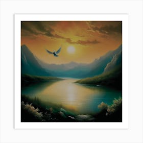 Dove At Sunset Art Print