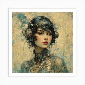 Woman With Blue Hair Art Print