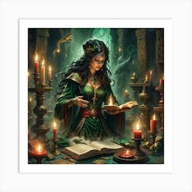 Witch Reading A Book Art Print