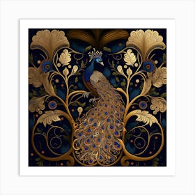 Peacock Plumage Bird Decorative Pattern Graceful Art Print