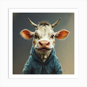 Cow With Horns 3 Art Print