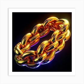 Golden Chain On Black Background 1 Art Print