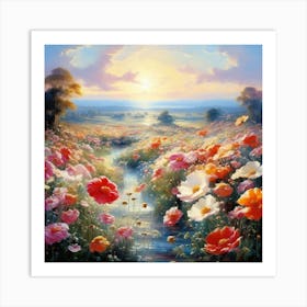 Bloemenzee Dutch For Sea Of Flowers Fields Of Flowers In A Dreamlike State With Swirling Art Print