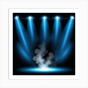 Blue Stage Lights and smoke Art Print