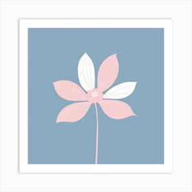 A White And Pink Flower In Minimalist Style Square Composition 201 Art Print