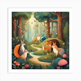 A Whimsical Digital Illustration Of A Fairytale Fo Art Print