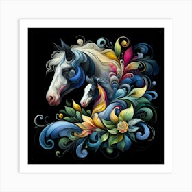 Colorful Horse Painting Art Print