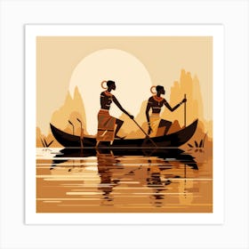 Two People In A Canoe Art Print