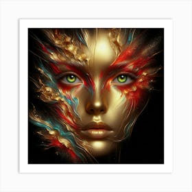 Golden Face Of A Woman Art Print