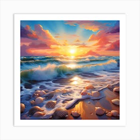 Sunset On The Beach 3 Art Print