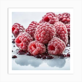 Raspberries On White Background Art Print