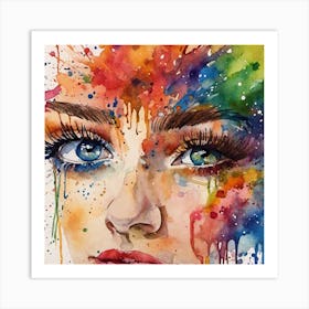 Watercolor Of A Woman'S Face 1 Art Print