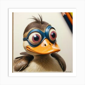 Duck With Goggles 1 Art Print