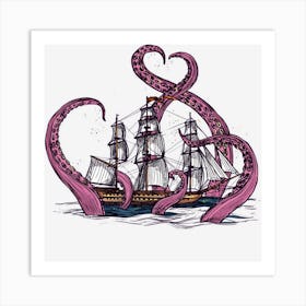 Cute Octopus Vintage Sea Monster Kraken Cthulhu Art Print