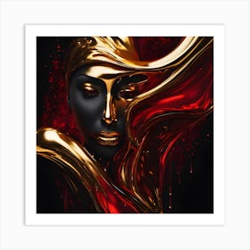 Gold And Black Abstract Painting Art Print