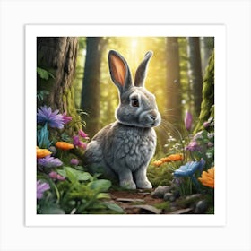 Bunny In Forest Ultra Hd Realistic Vivid Colors Highly Detailed Uhd Drawing Pen And Ink Perfe (1) Art Print