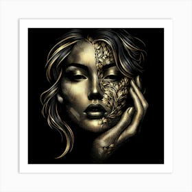 Gold Face Of A Woman 2 Art Print