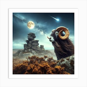 Ram In The Night Sky 2 Art Print