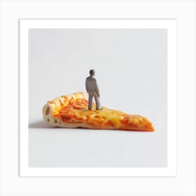 Man Standing On A Slice Of Pizza Art Print