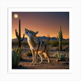 Coyote At Sunset Art Print