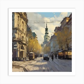 Street Scene In Prague Art Print