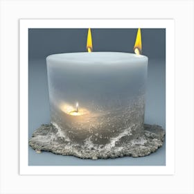Candle On Ice Art Print