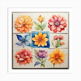 Watercolor Flowers 1 Art Print