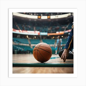 Basketball Player On The Court Art Print