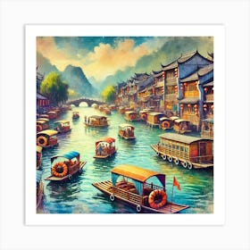 Chinese River.AI Art Print