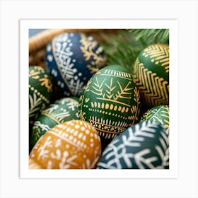 Easter Eggs In A Basket 3 Art Print