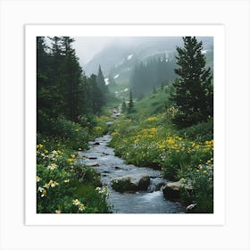 Stream In The Mountains Art Print