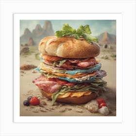 Burger In The Desert Candwich ( Bohemian Design ) Art Print