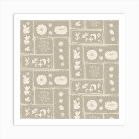 Beige Floral Pattern Art Print