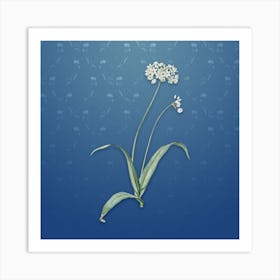 Vintage Spring Garlic Botanical on Bahama Blue Pattern n.1988 Art Print
