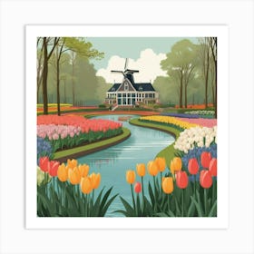 Default Keukenhof Gardens Netherlands Vintage Botanical Art Pr 1 Art Print