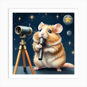 Hamster With Telescope 3 Art Print