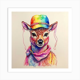 Deer In A Hat 7 Art Print