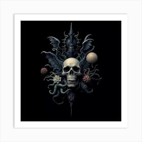 Skull And Octopus Art Print